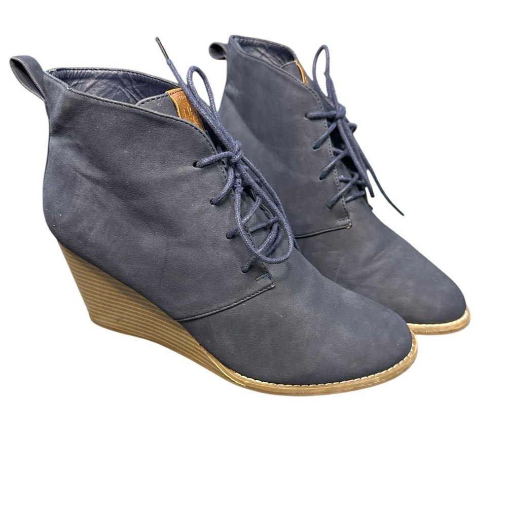 Nautica Waterline Navy Lace-Up Wedge Boots Size 10